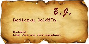 Bodiczky Jolán névjegykártya